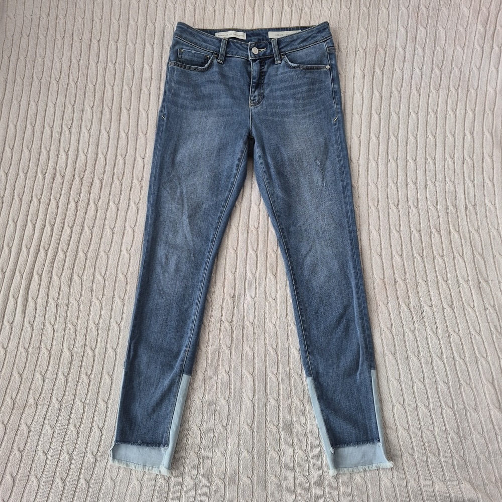 Pilcro and the Letterpress Jeans Size 27 Light Wash Fringe Hem Skinny Summer‎